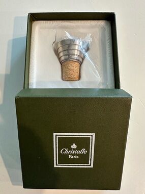 Vintage Christofle Silverplated Folio Wine Stopper NIB